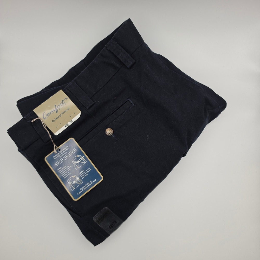George‎ Foreman Chino Pants Mens 48x30 Comfort Zone Navy Business Office New